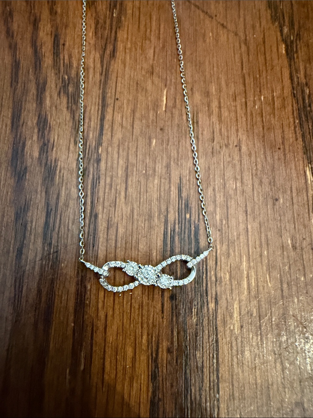 Dainty White Gold Infinity Pendant Necklace with Diamonds